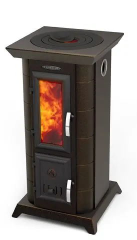 печь-камин отопительно-варочный тмф статика тетра черная бронза