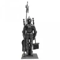 набор для камина рыцарь, 4 предмета на подставке, 72,5х15х24,5 см, серебро