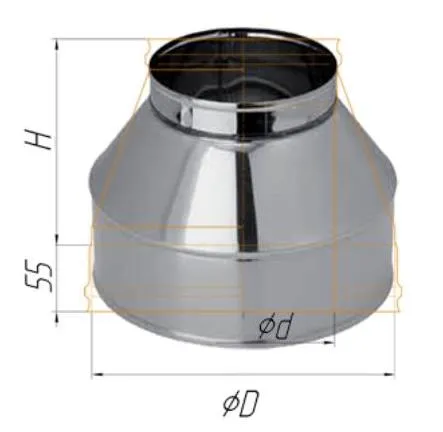 конус феррум нержавеющий (430/0,5 мм), ф140/210, по воде
