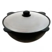 казан чугунный узбекский 12л плоское дно с крышкой