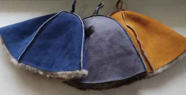 шапка для бани шик мех овчина, серая